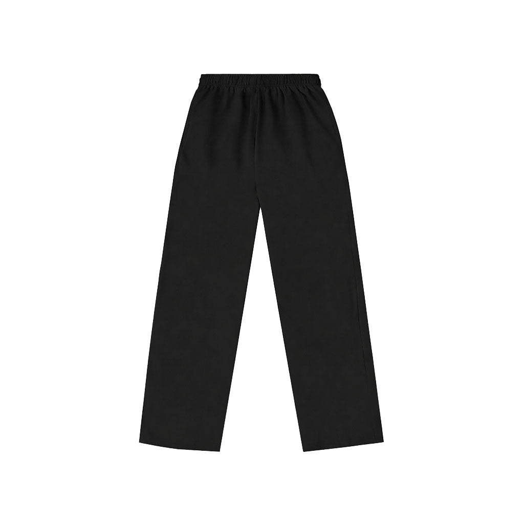 Essentials black unisex fleece sweatpants open bottom 
