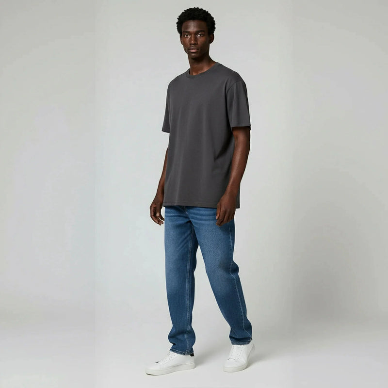 Drop Shoulder Tee shirt- Charcoal-zoom-