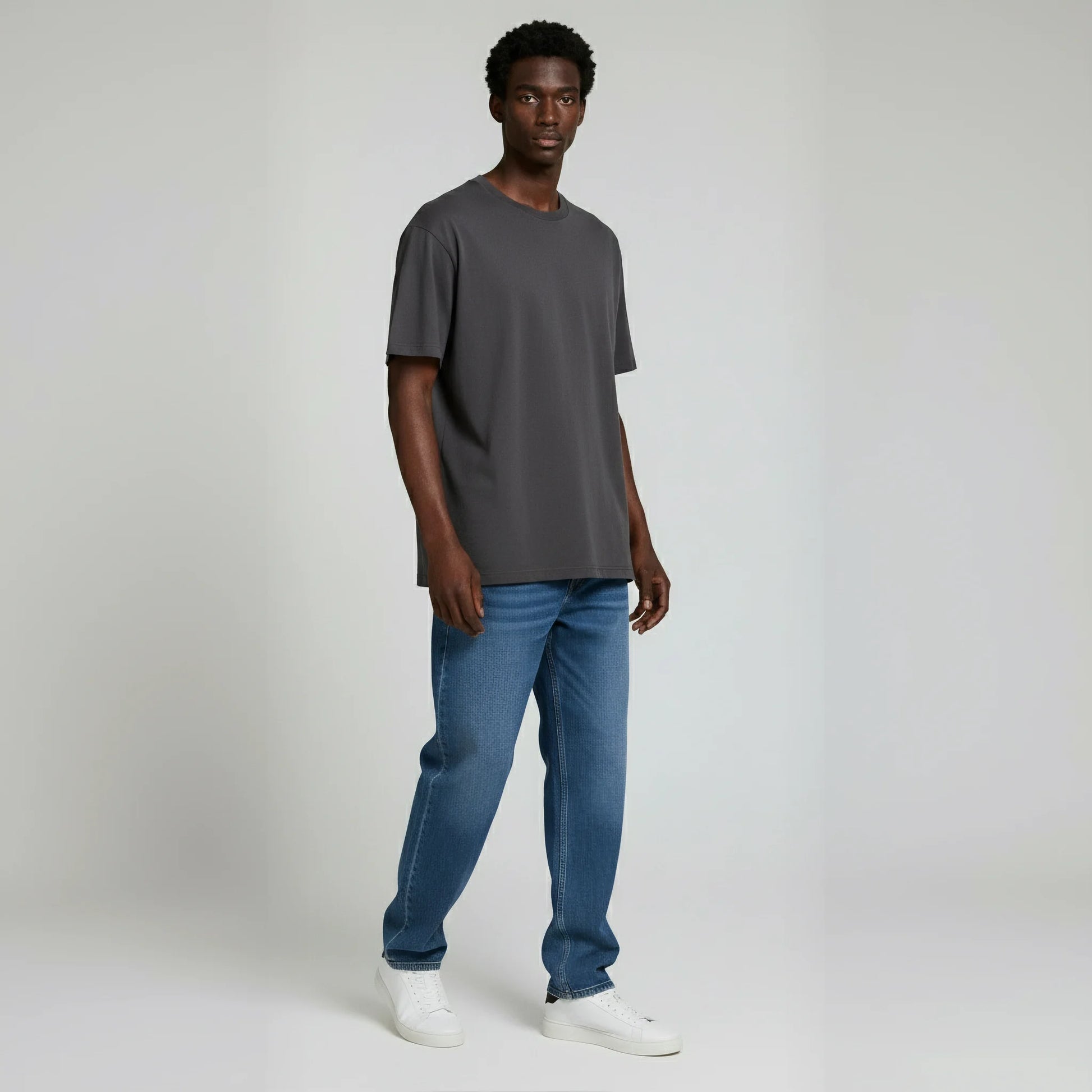 Drop Shoulder Tee shirt- Charcoal-4