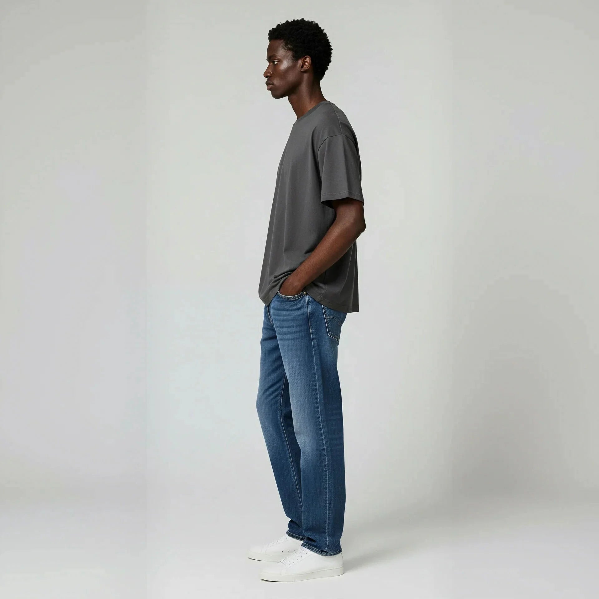 Drop Shoulder Tee shirt- Charcoal-zoom-6