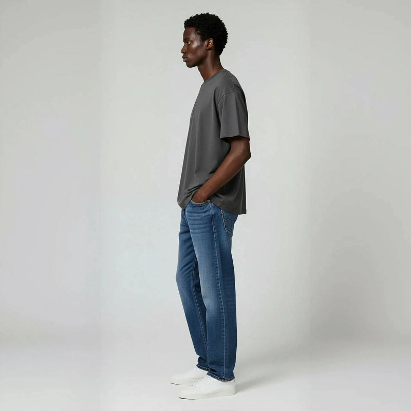 Drop Shoulder Tee shirt- Charcoal-zoom-