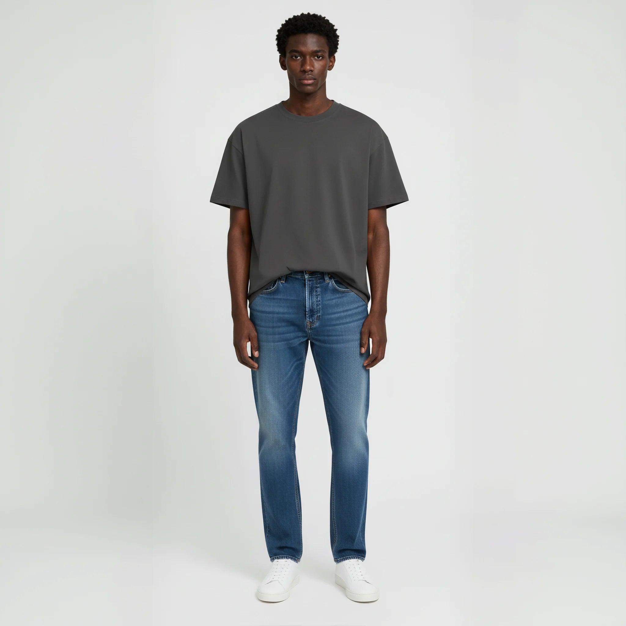 Drop Shoulder Tee shirt- Charcoal