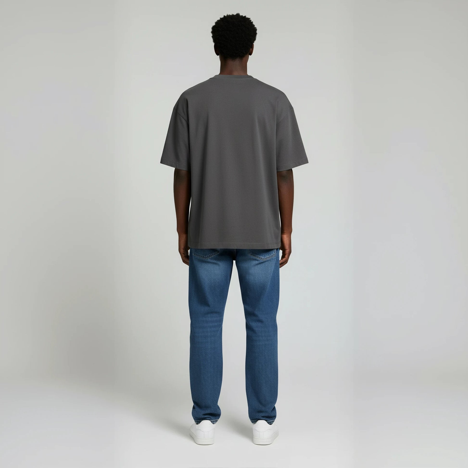 Drop Shoulder Tee shirt- Charcoal-5