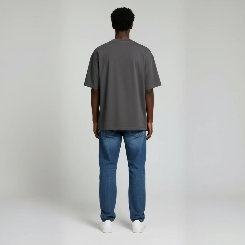 Drop Shoulder Tee shirt- Charcoal-zoom-