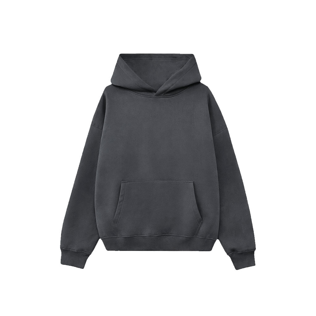 Drop Shoulder Hoodie-Black-zoom-7