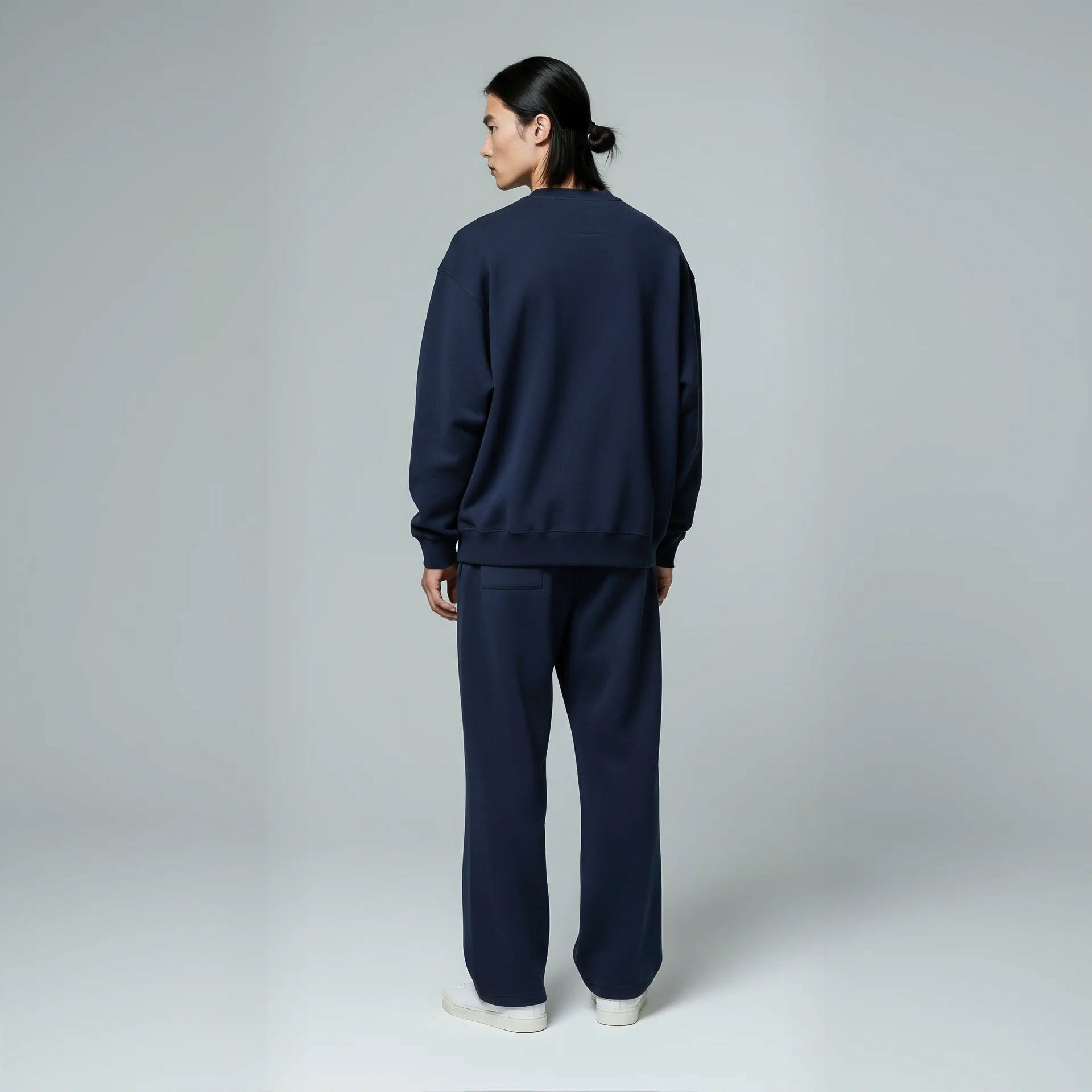Drop Shoulder Crewneck- Navy-zoom-5