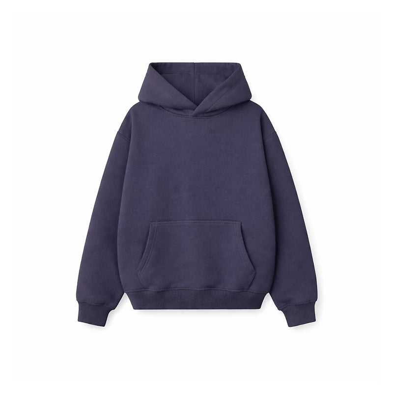 Drop Shoulder Hoodie- Blueberry-zoom-
