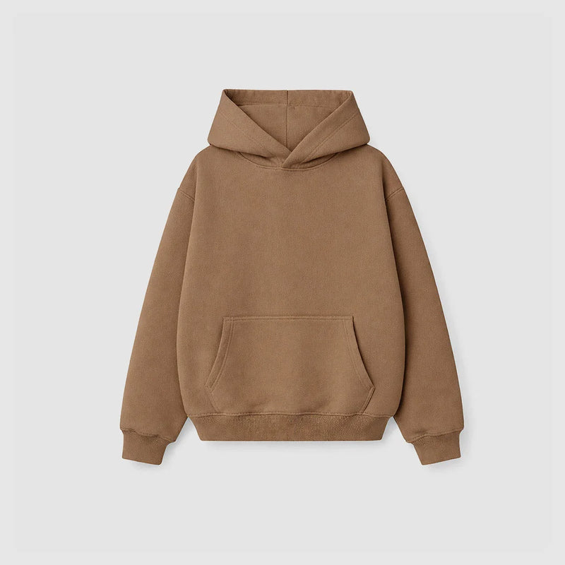 Drop Shoulder Hoodie-Heather Grey-zoom-