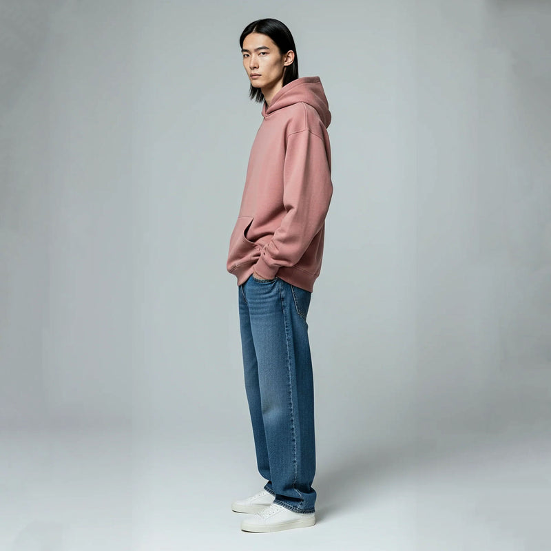 Pack of Drop Shoulder Hoodie- Rosewood-zoom-