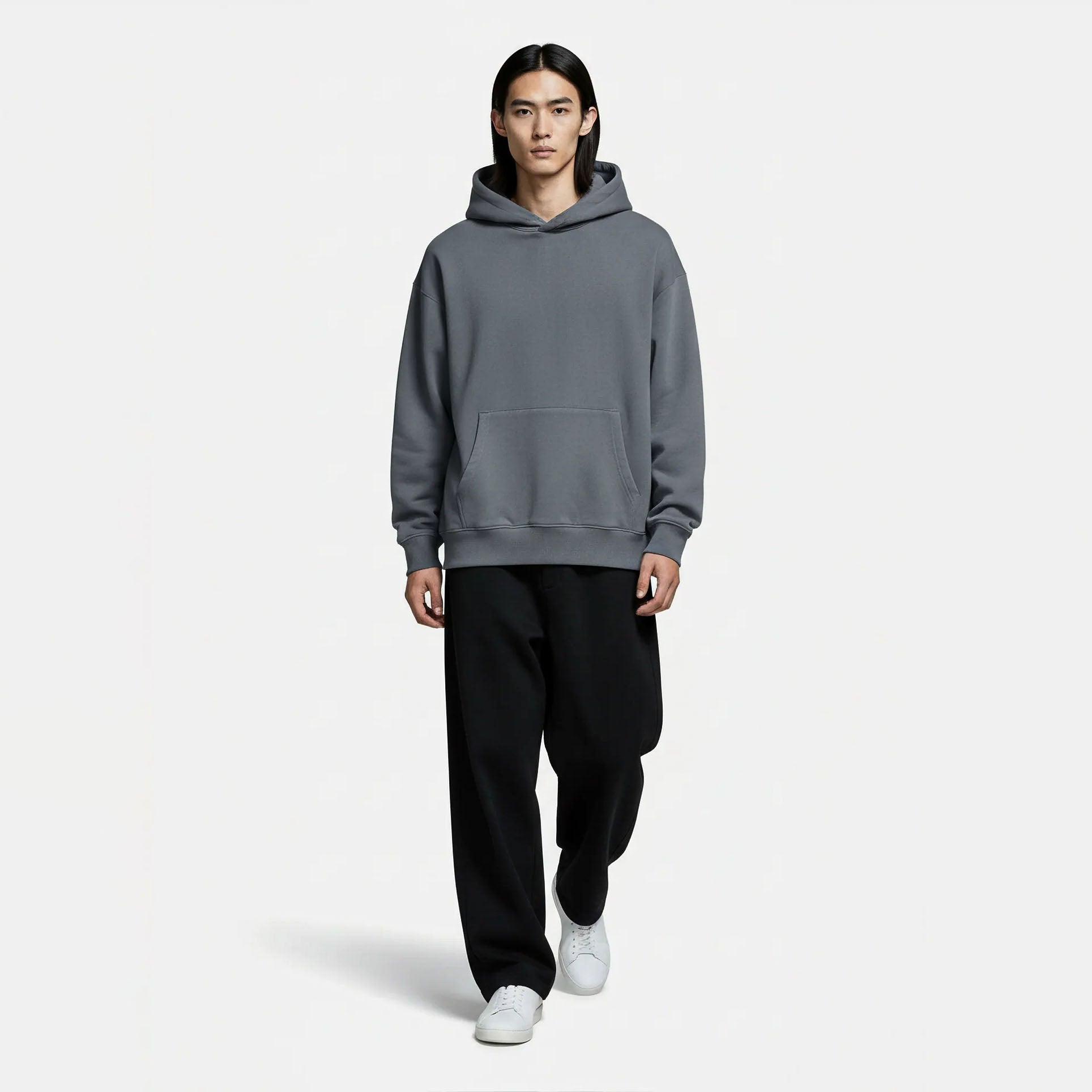 Drop Shoulder Hoodie- Deep Slate-6