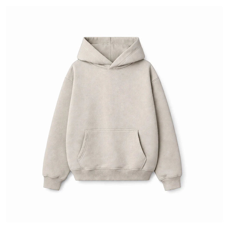 Drop Shoulder Hoodie-Olive-zoom-