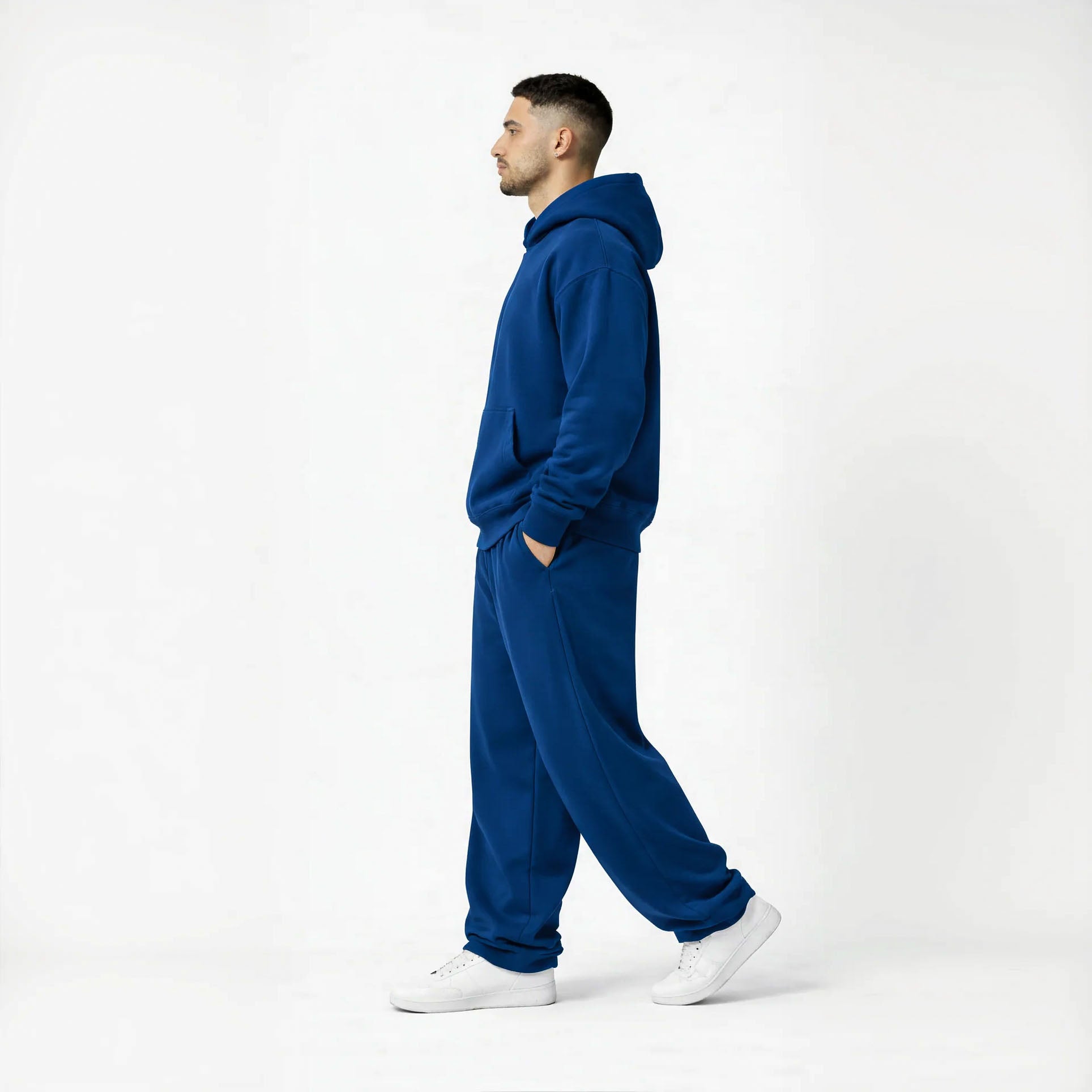 Drop Shoulder Hoodie-Royal Blue-zoom-4