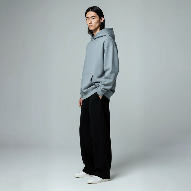 Drop Shoulder Hoodie- Slate-zoom-