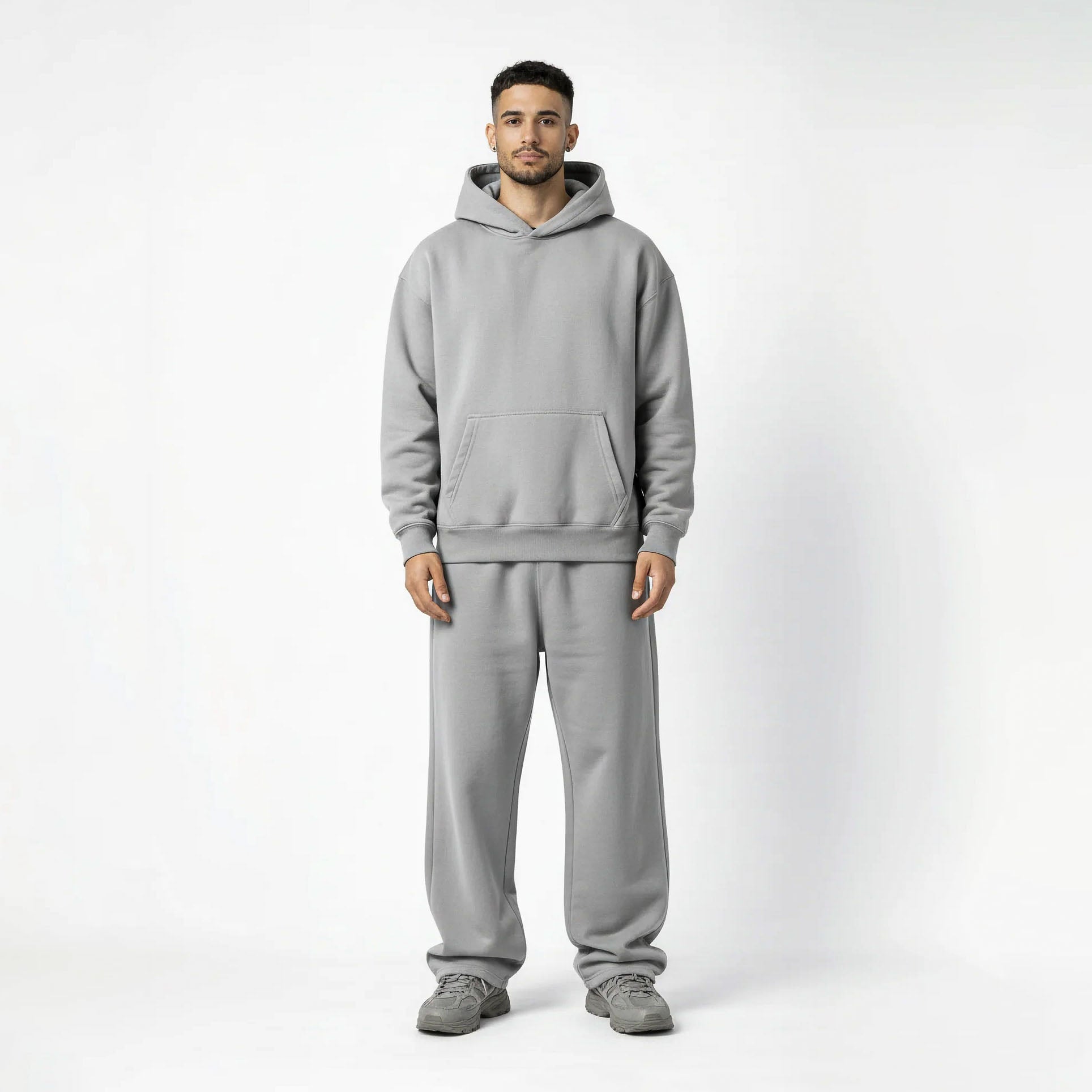 Drop Shoulder Hoodie-Pebble-4