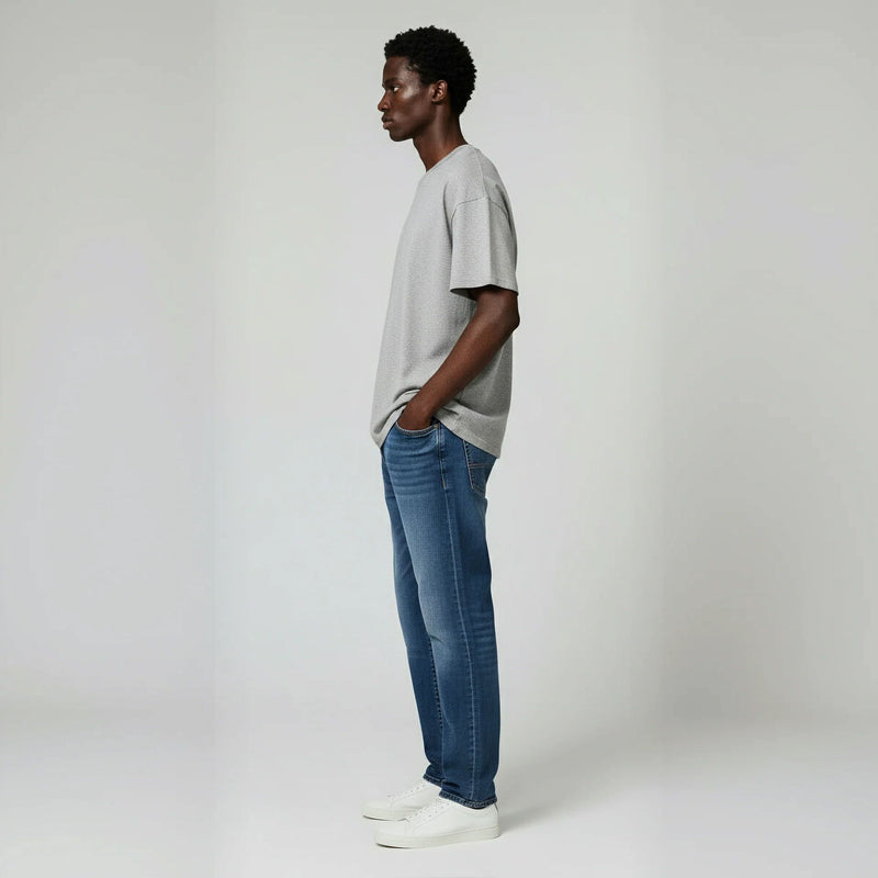 Drop Shoulder Tee shirt- Heather Grey-zoom-