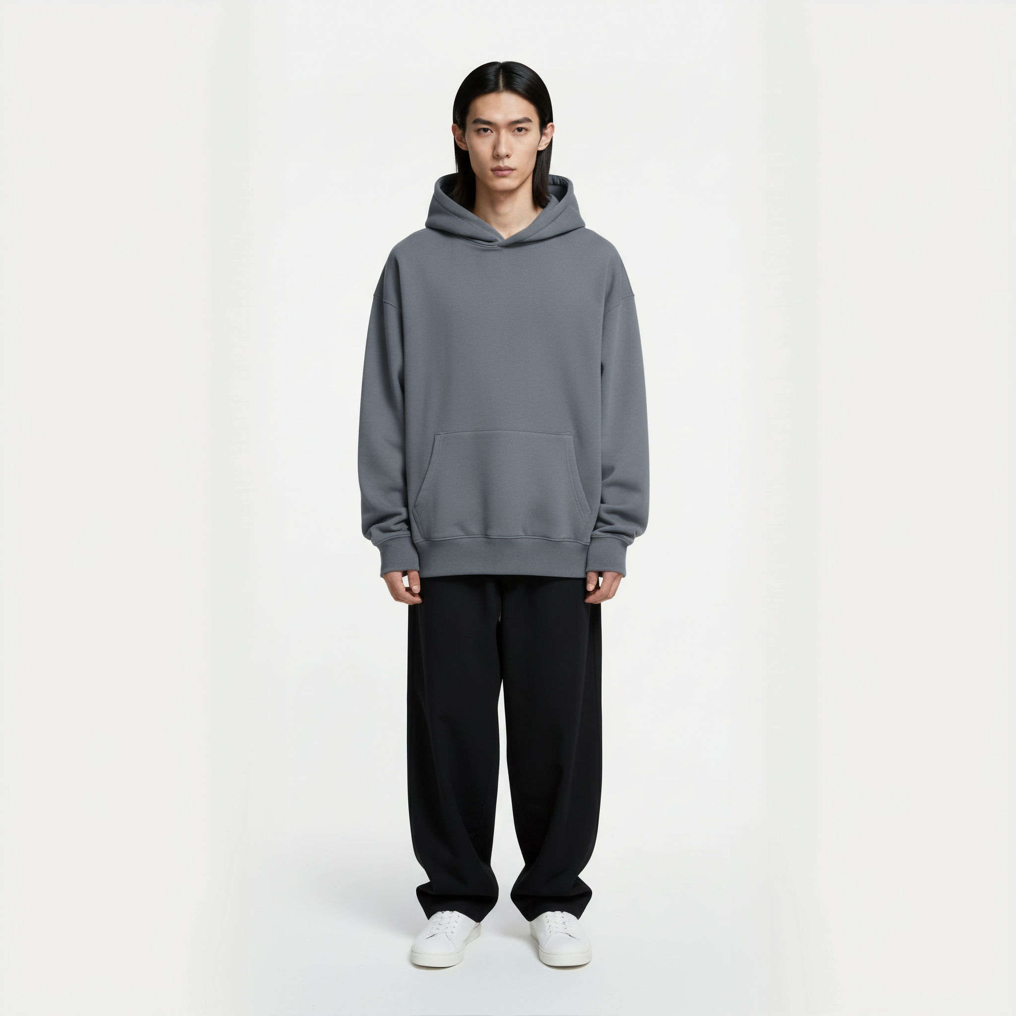 Drop Shoulder Hoodie- Deep Slate