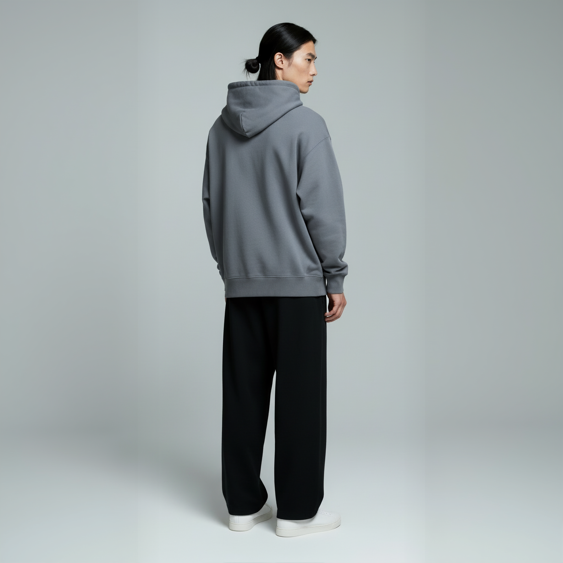 Drop Shoulder Hoodie- Deep Slate-3