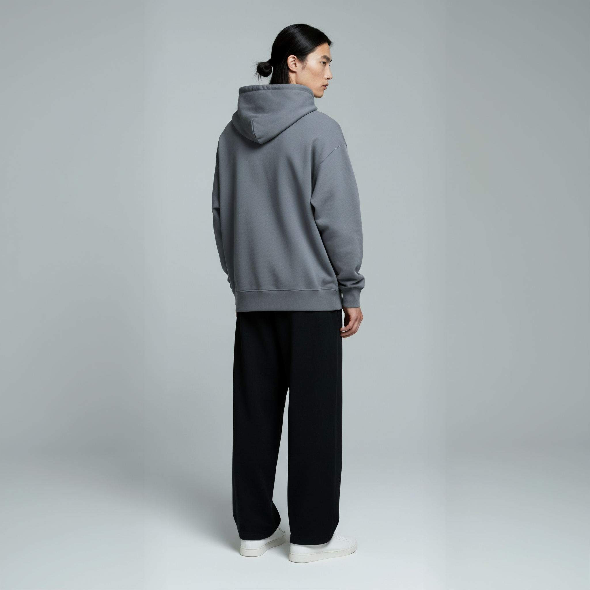 Drop Shoulder Hoodie- Deep Slate-zoom-3