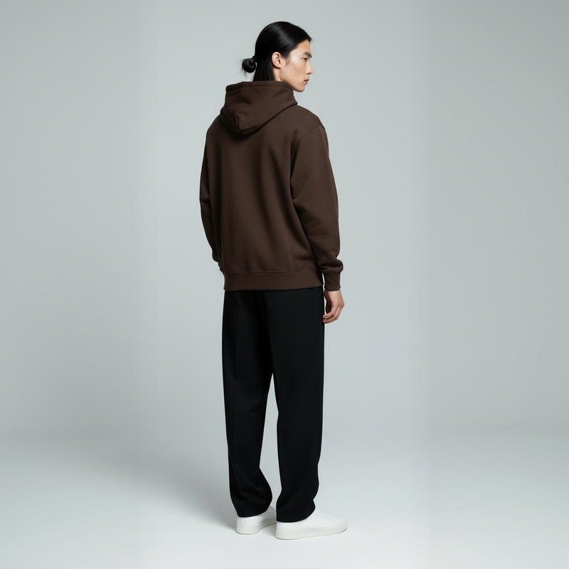 Pack of Drop Shoulder Hoodie- Dark Brown-zoom-