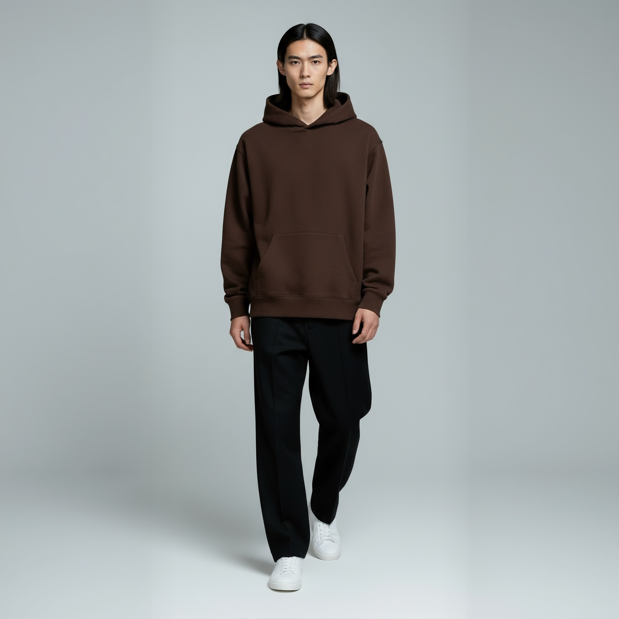 Pack of Drop Shoulder Hoodie- Dark Brown