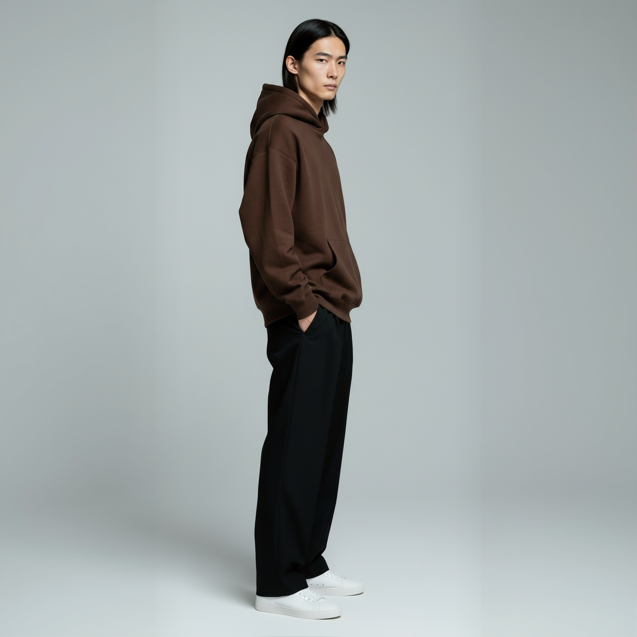 Pack of Drop Shoulder Hoodie- Dark Brown-zoom-5