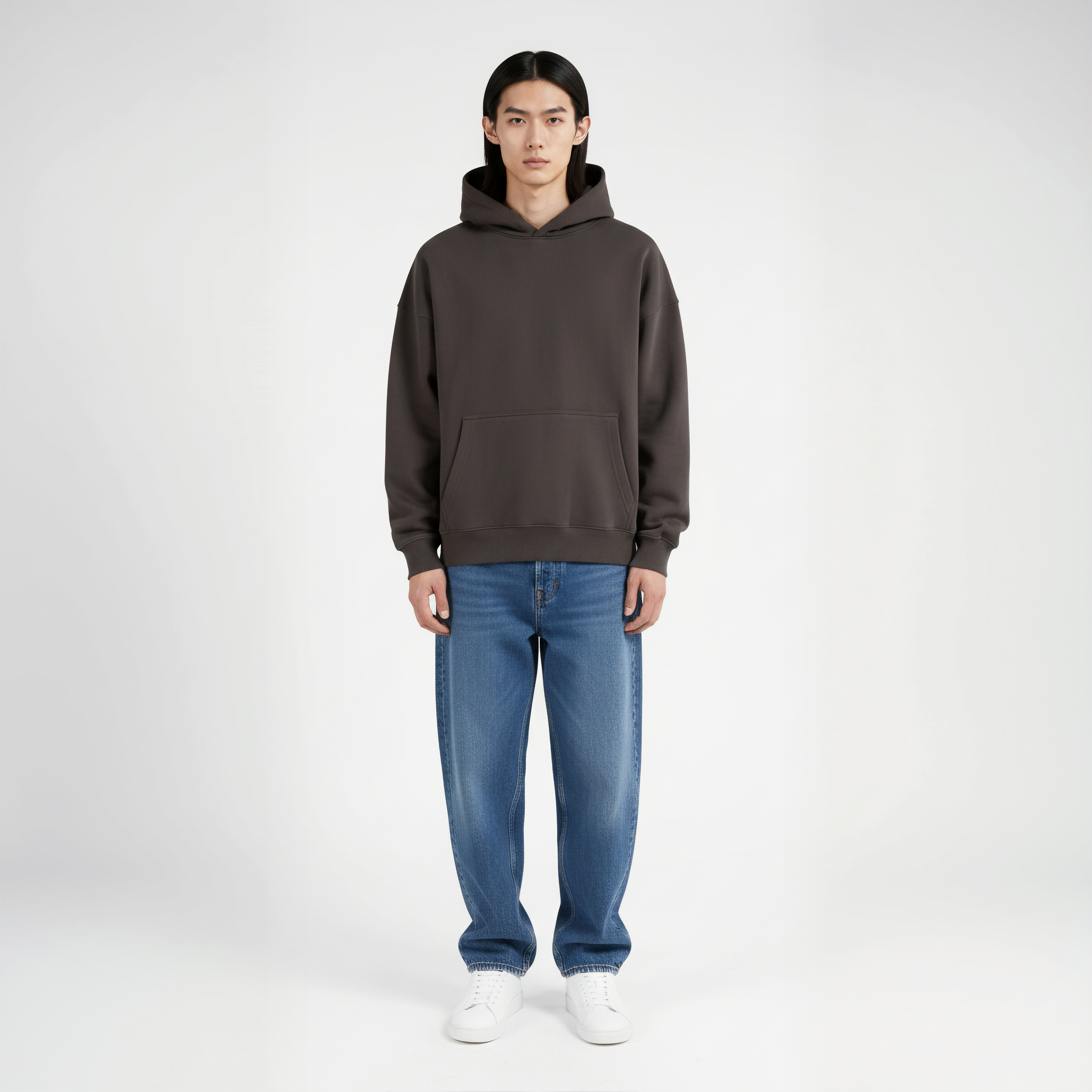 Drop Shoulder Hoodie- Espresso-zoom-2