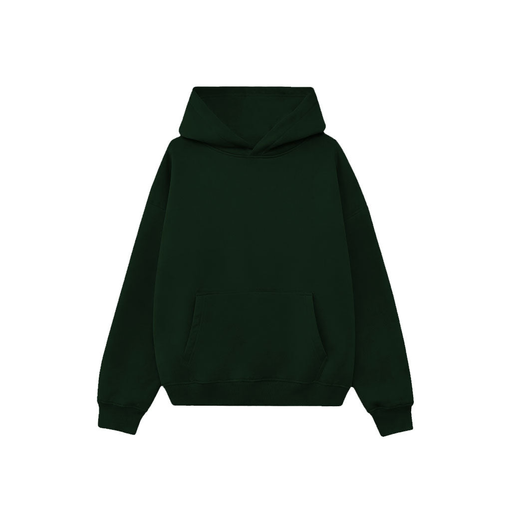 Drop Shoulder Hoodie-Forest Green-zoom-1