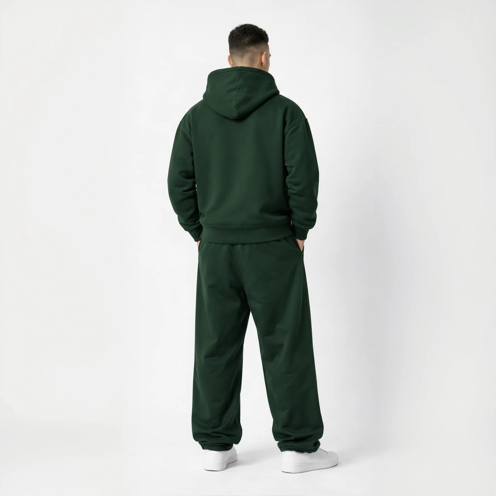 Drop Shoulder Hoodie-Forest Green-zoom-3