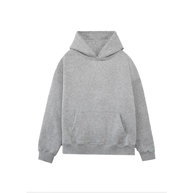 Drop Shoulder Hoodie- Charcoal-zoom-