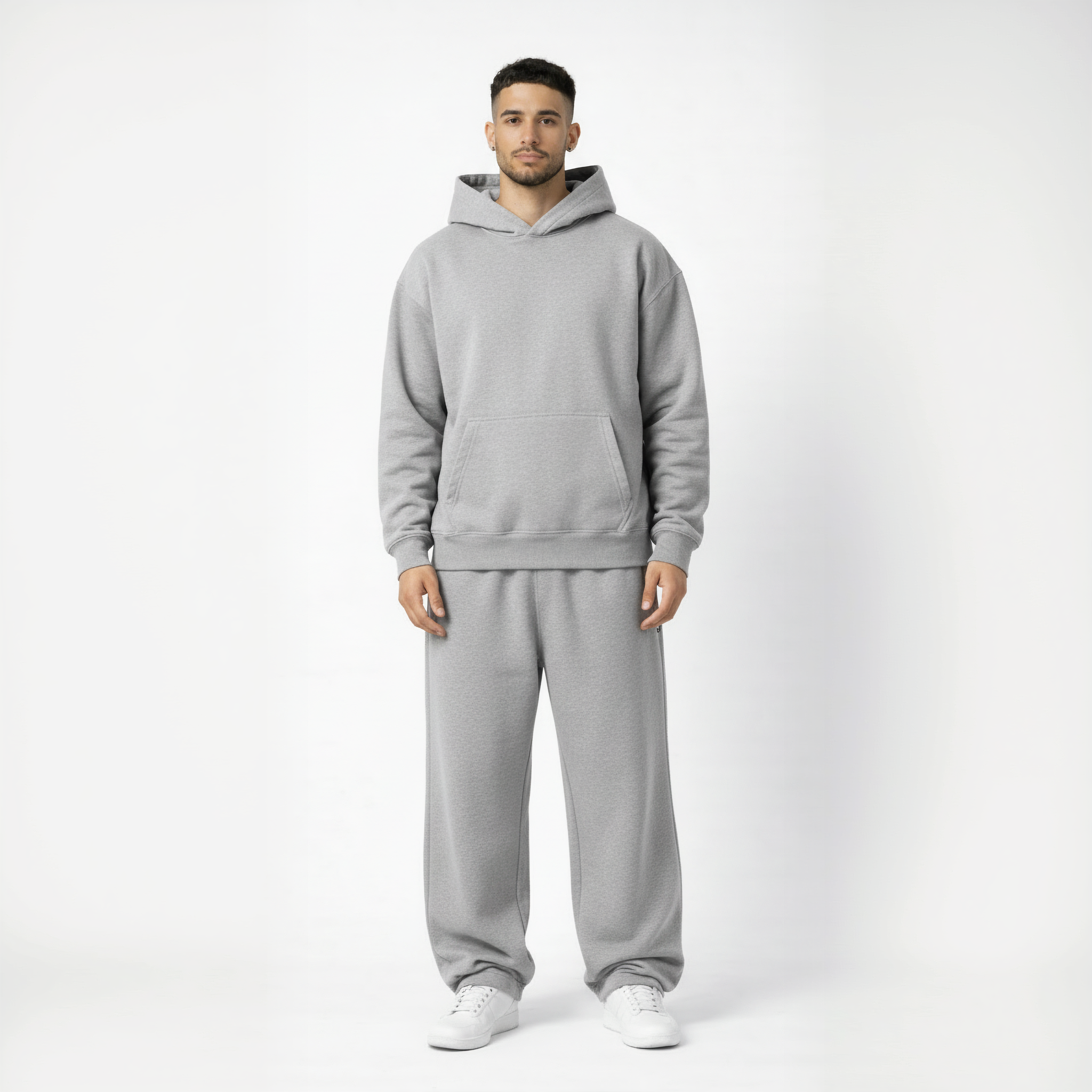 Drop Shoulder Hoodie-Heather Grey-zoom-5