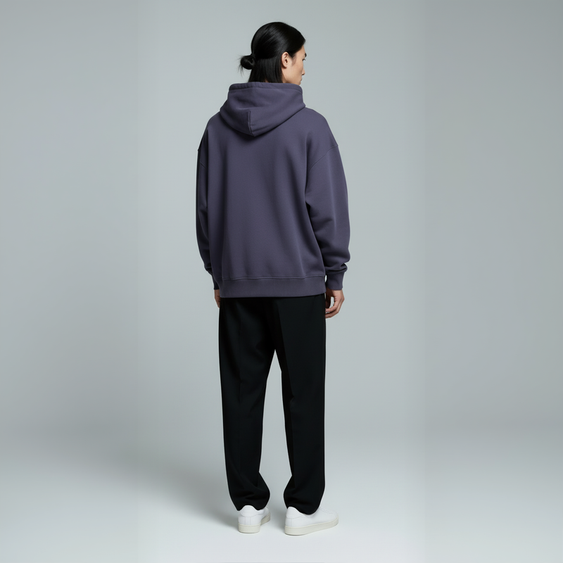 Pack of Drop Shoulder Hoodie- Blueberry-zoom-