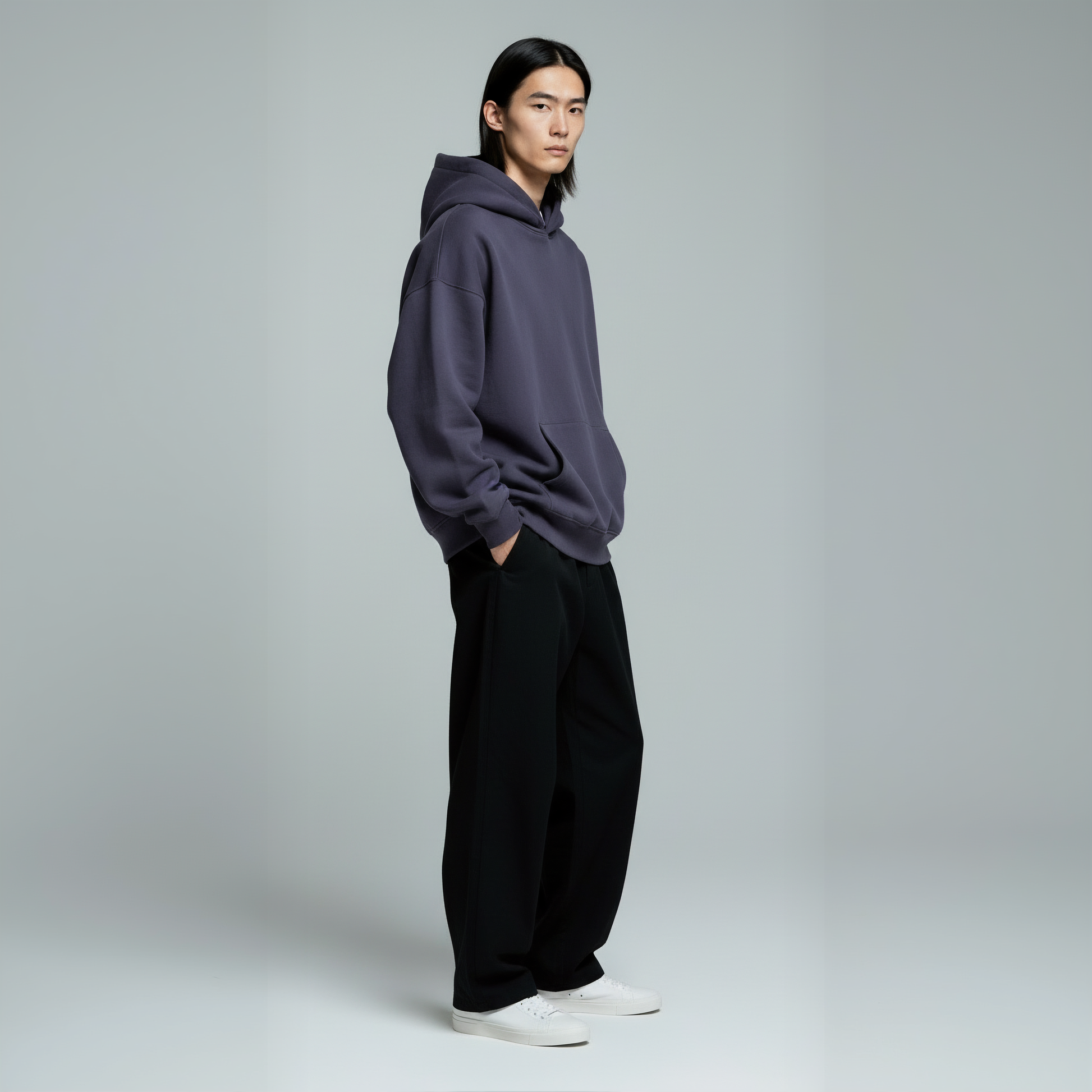 Pack of Drop Shoulder Hoodie- Blueberry-6
