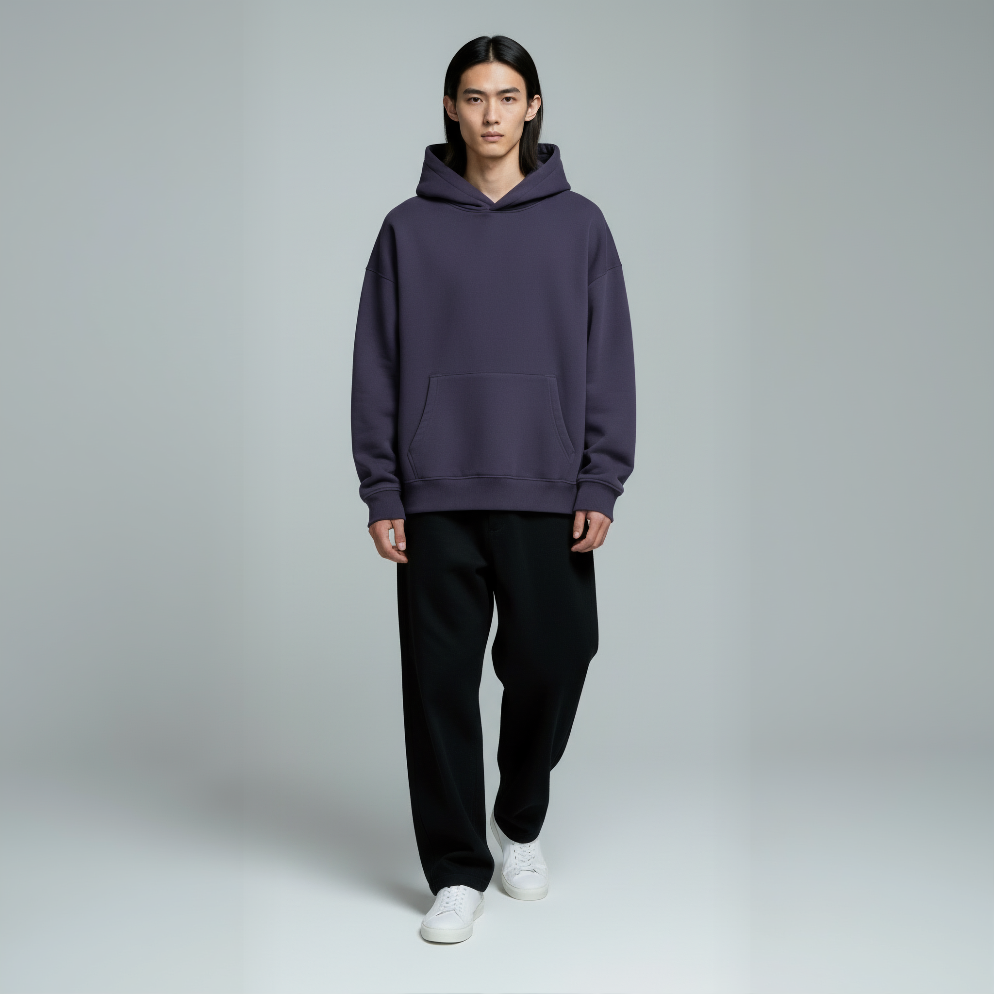 Pack of Drop Shoulder Hoodie- Blueberry-zoom-2
