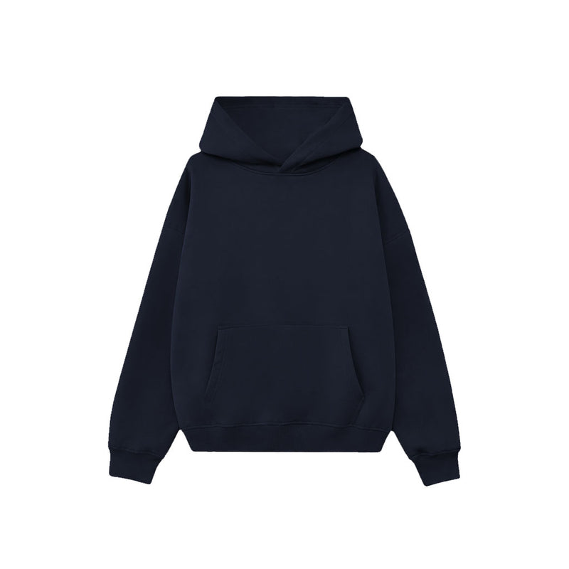 Drop Shoulder Hoodie-Navy-zoom-