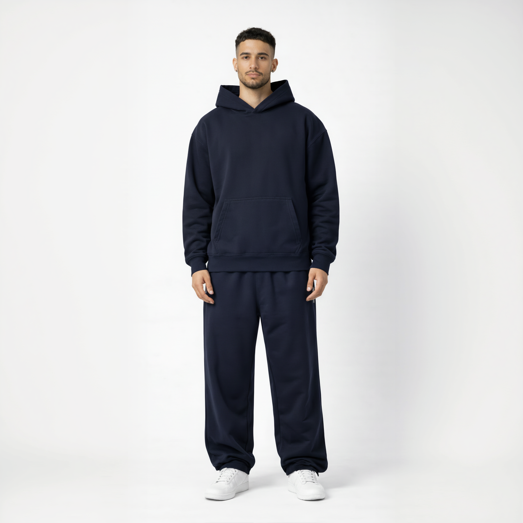 Drop Shoulder Hoodie-Navy-zoom-7