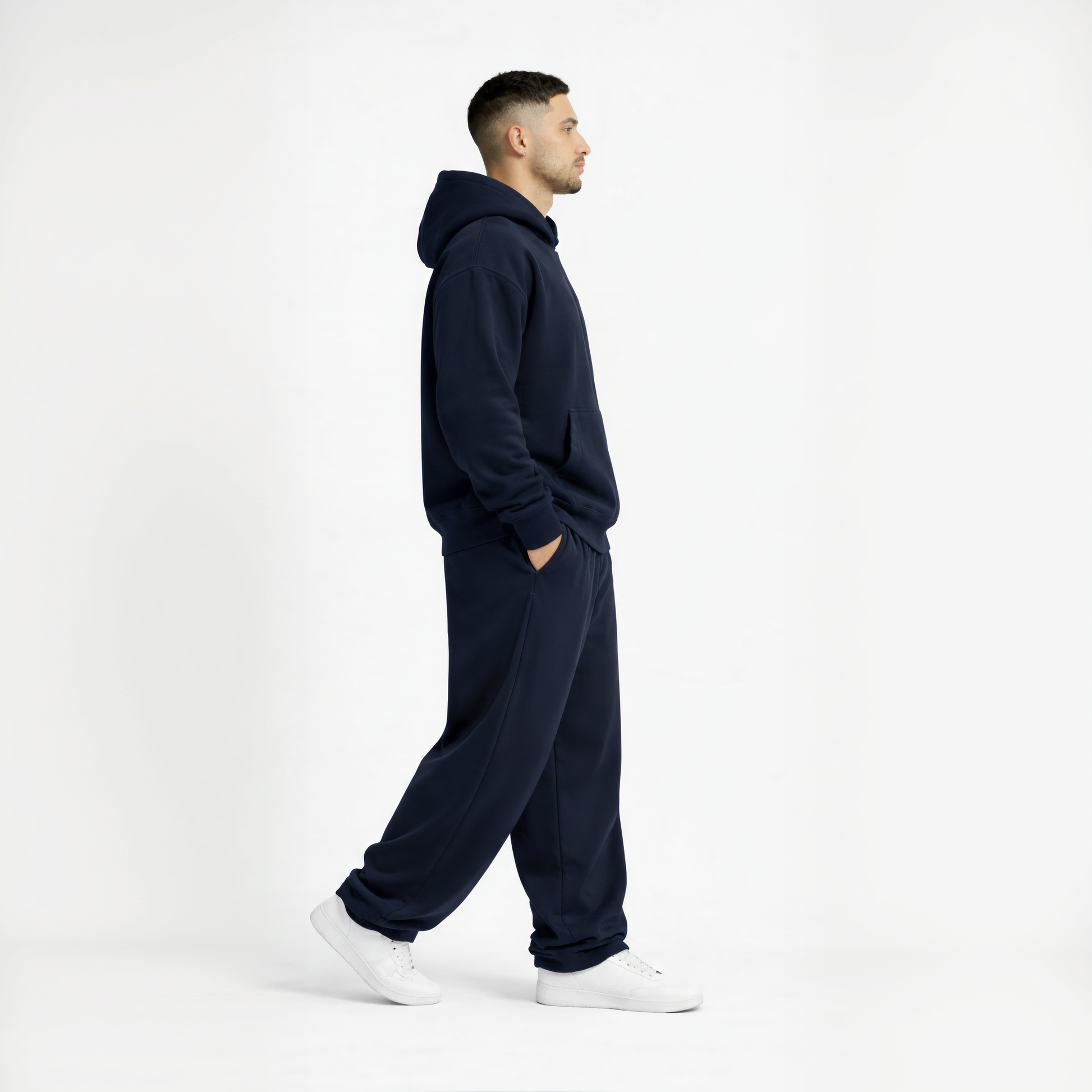Drop Shoulder Hoodie-Navy-5