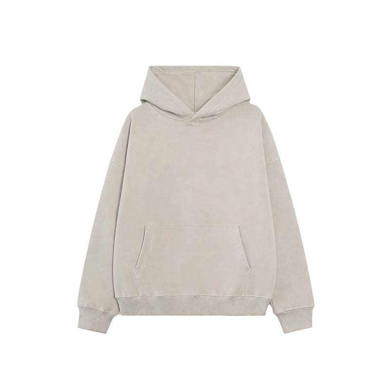 Drop Shoulder Hoodie-Black-zoom-