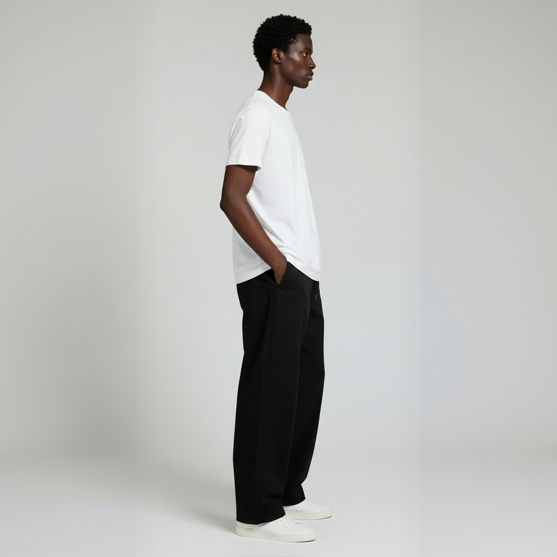 Open Bottom Trouser- Black-zoom-