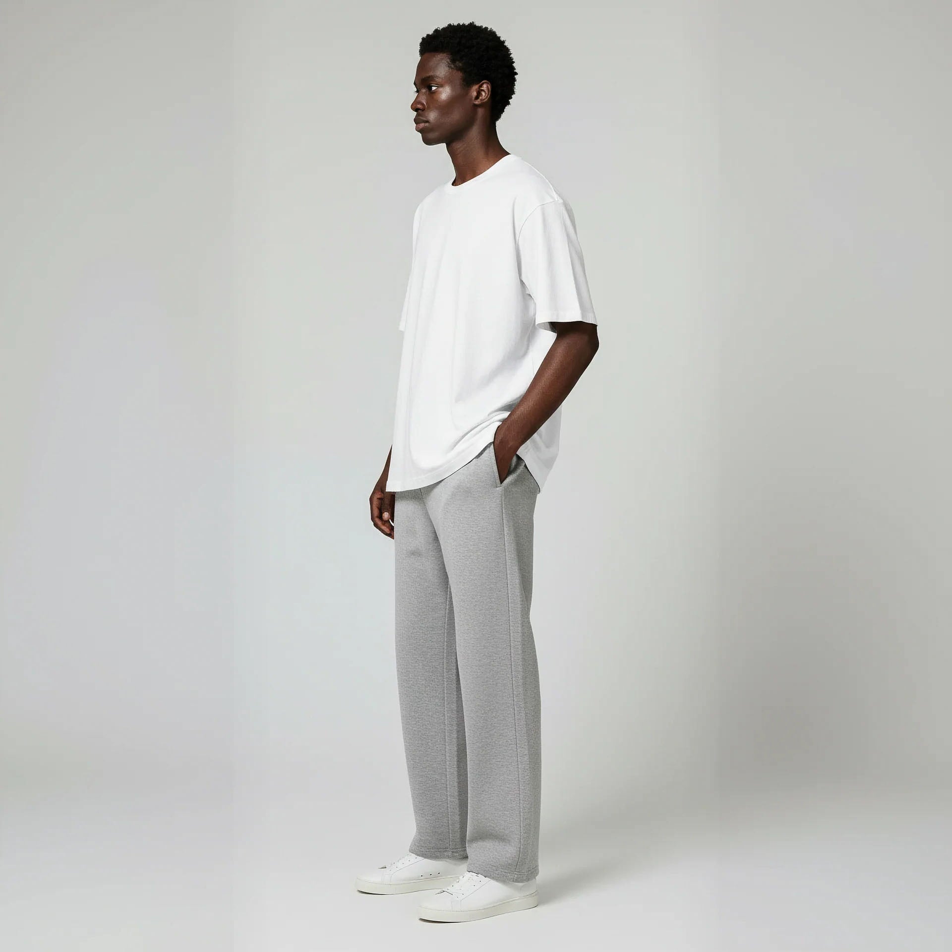 Pack of Open Bottom Sweatpants- Heather Grey-4