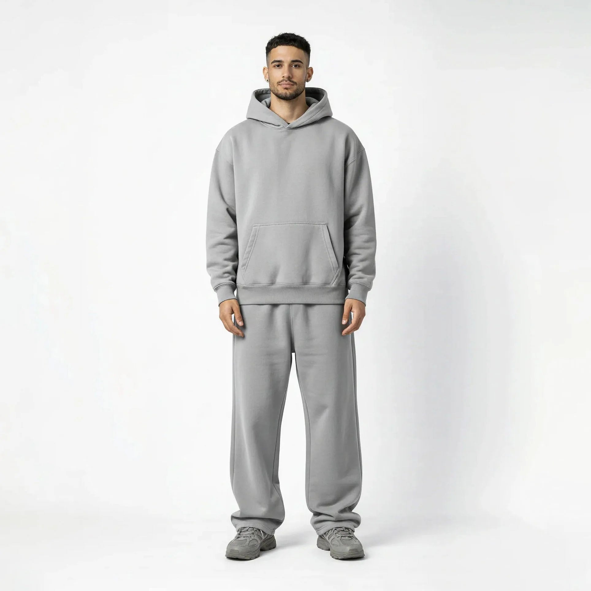 Pack of Drop Shoulder Hoodie-Pebble