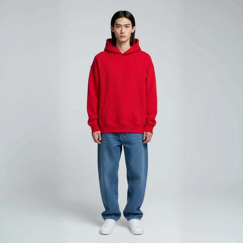 Pack of Drop Shoulder Hoodie- Red-zoom-