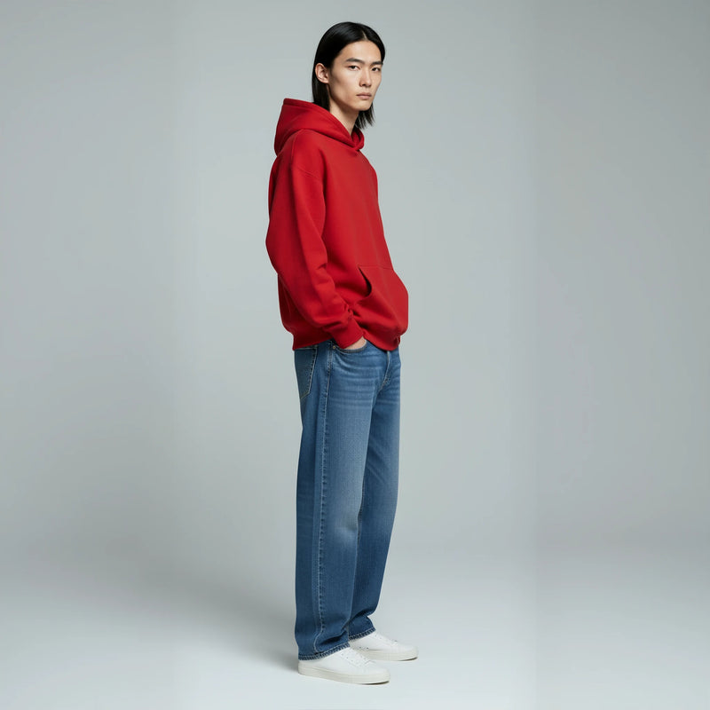 Pack of Drop Shoulder Hoodie- Red-zoom-