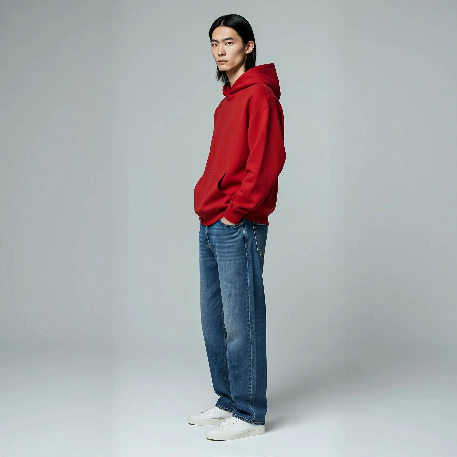 Pack of Drop Shoulder Hoodie- Red-zoom-4