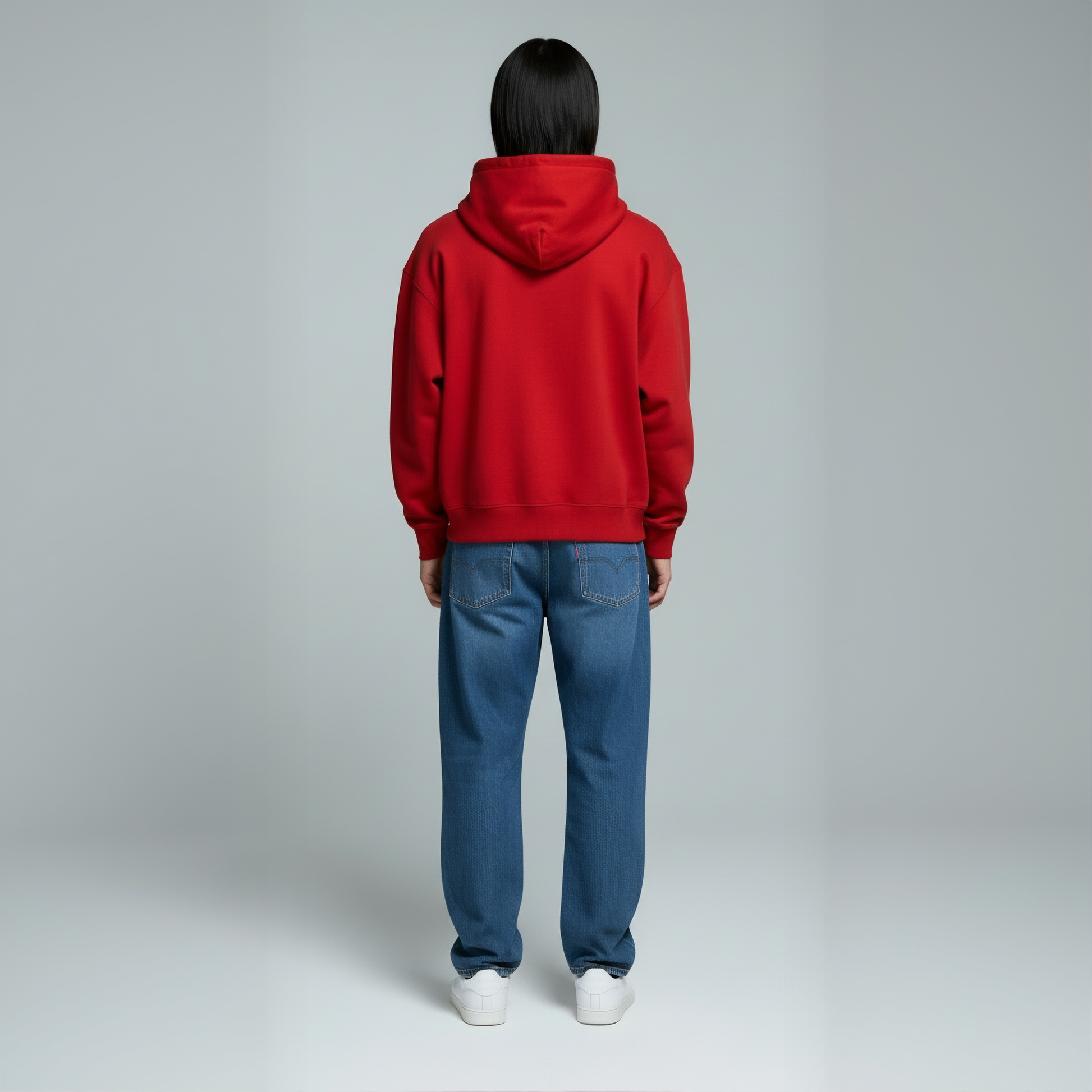 Drop Shoulder Hoodie- Red-3