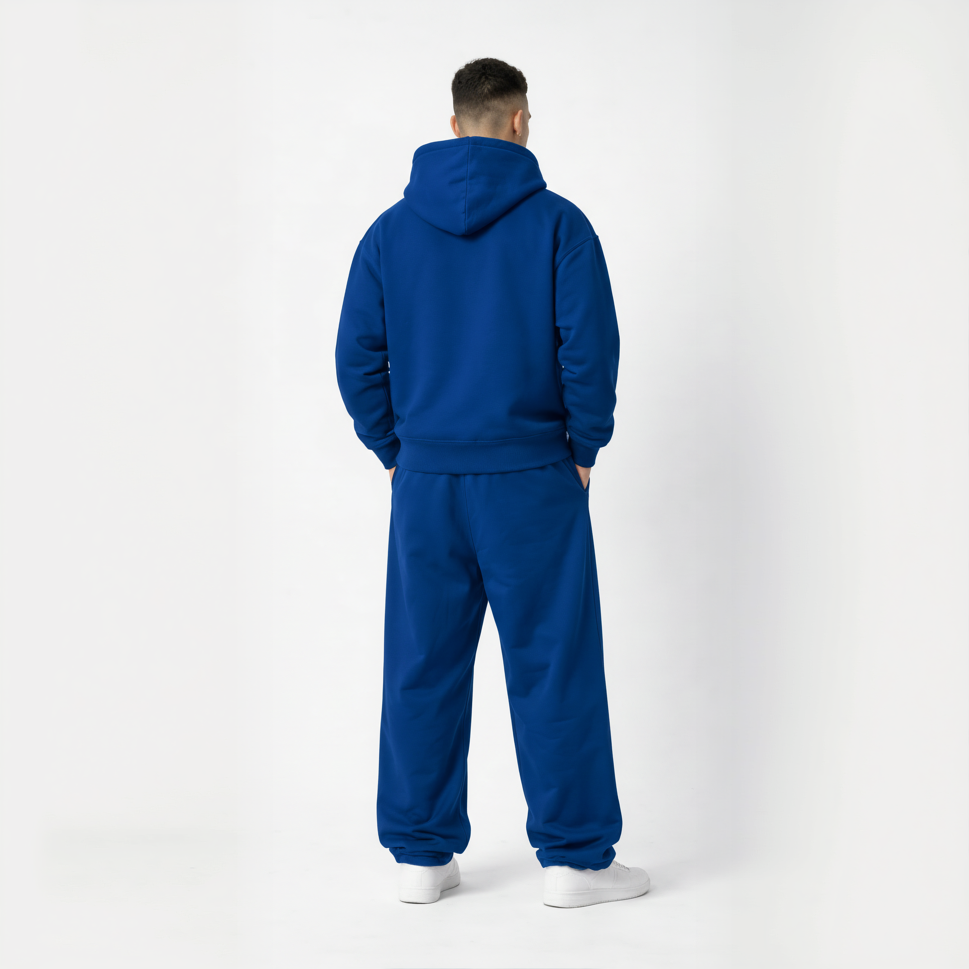 Drop Shoulder Hoodie-Royal Blue-3