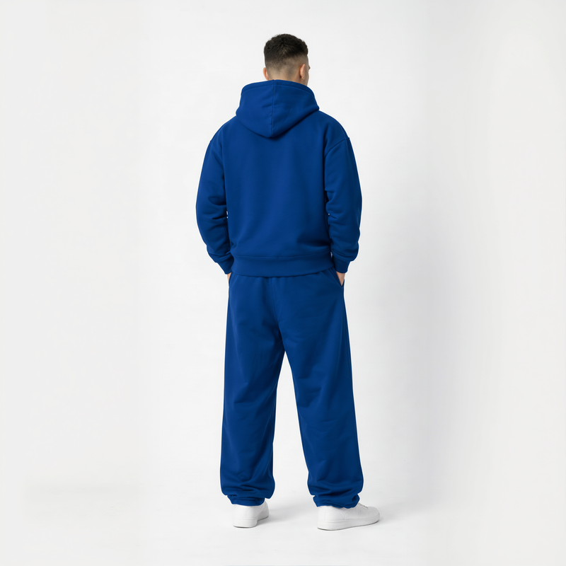 Drop Shoulder Hoodie-Royal Blue-zoom-