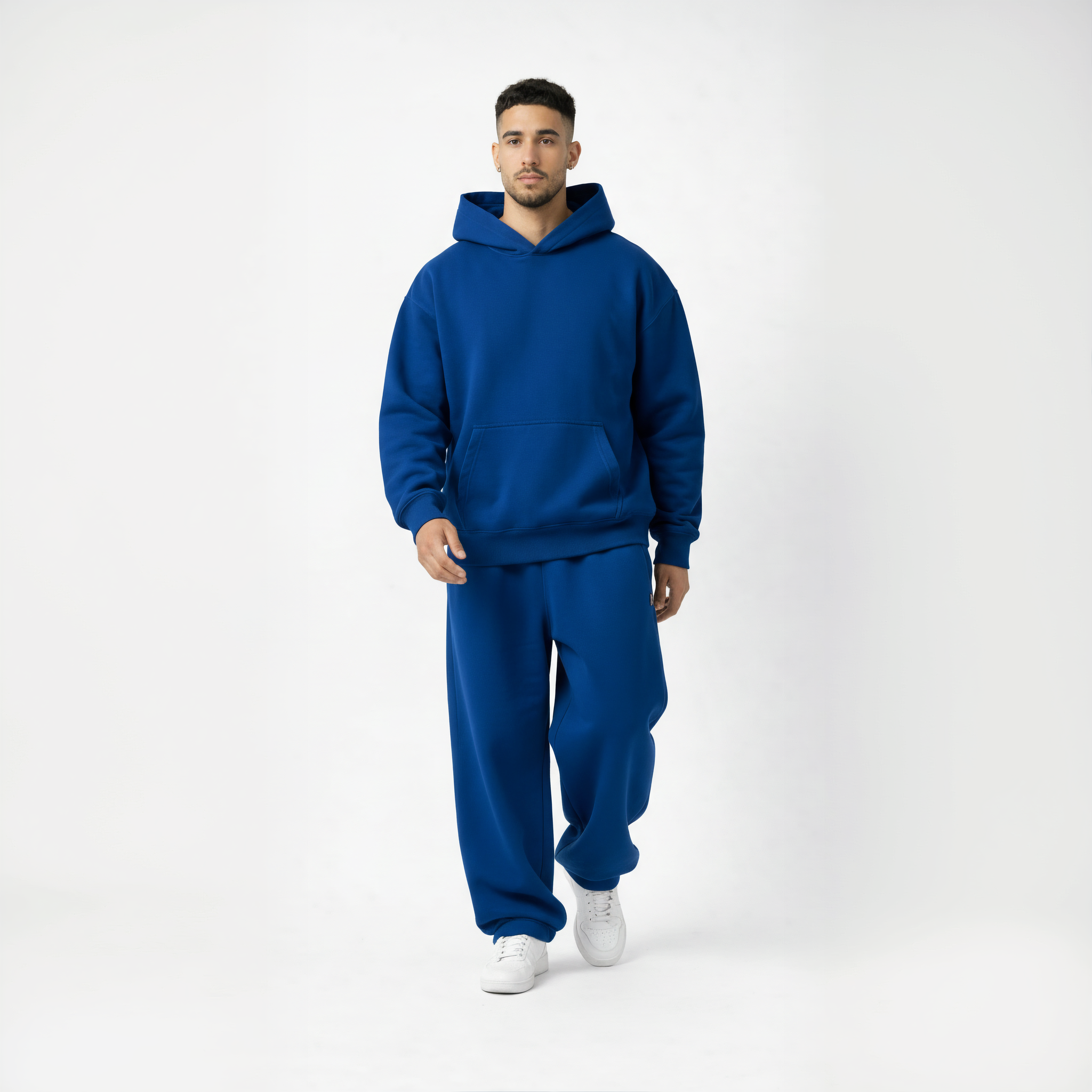 Drop Shoulder Hoodie-Royal Blue-zoom-2