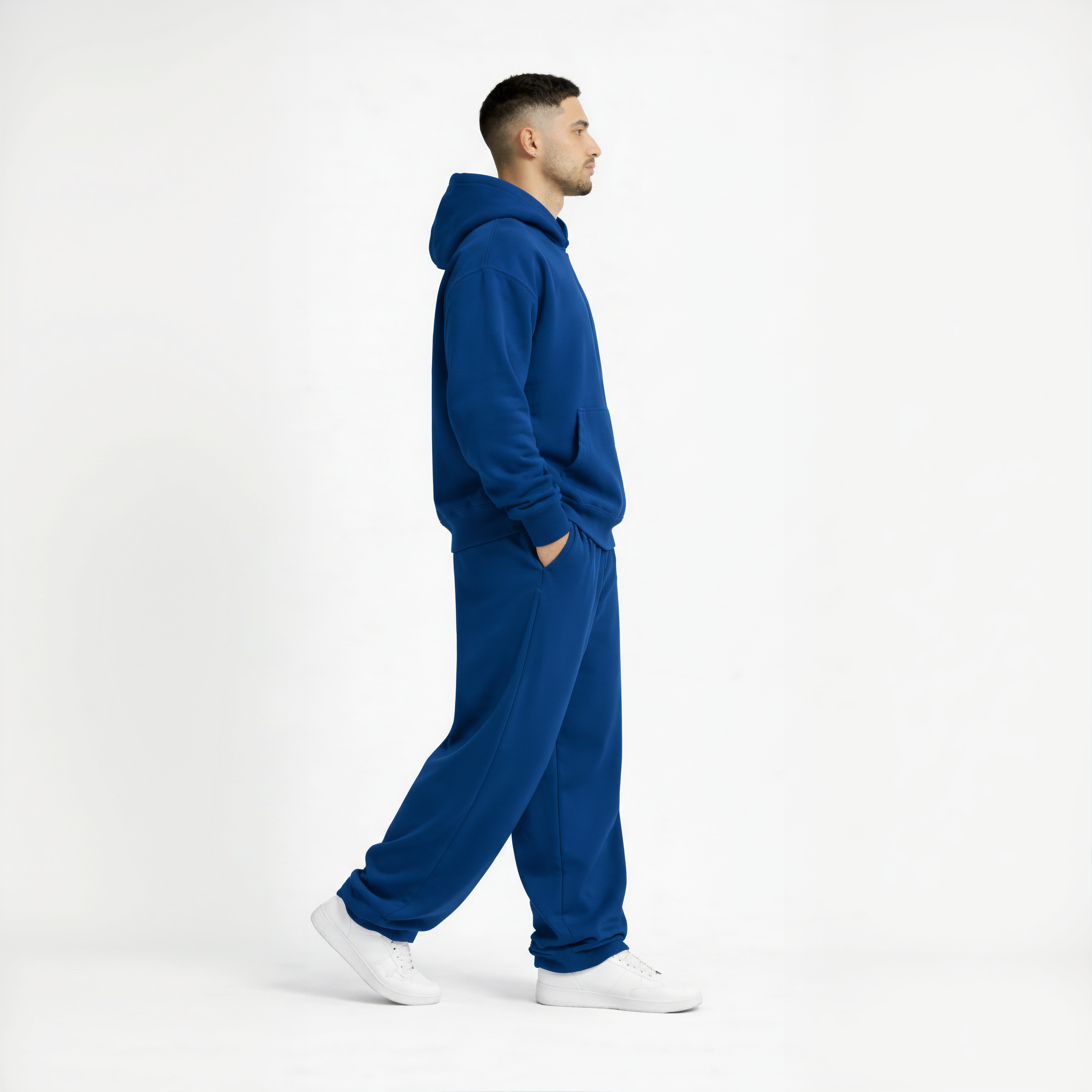 Drop Shoulder Hoodie-Royal Blue-zoom-5