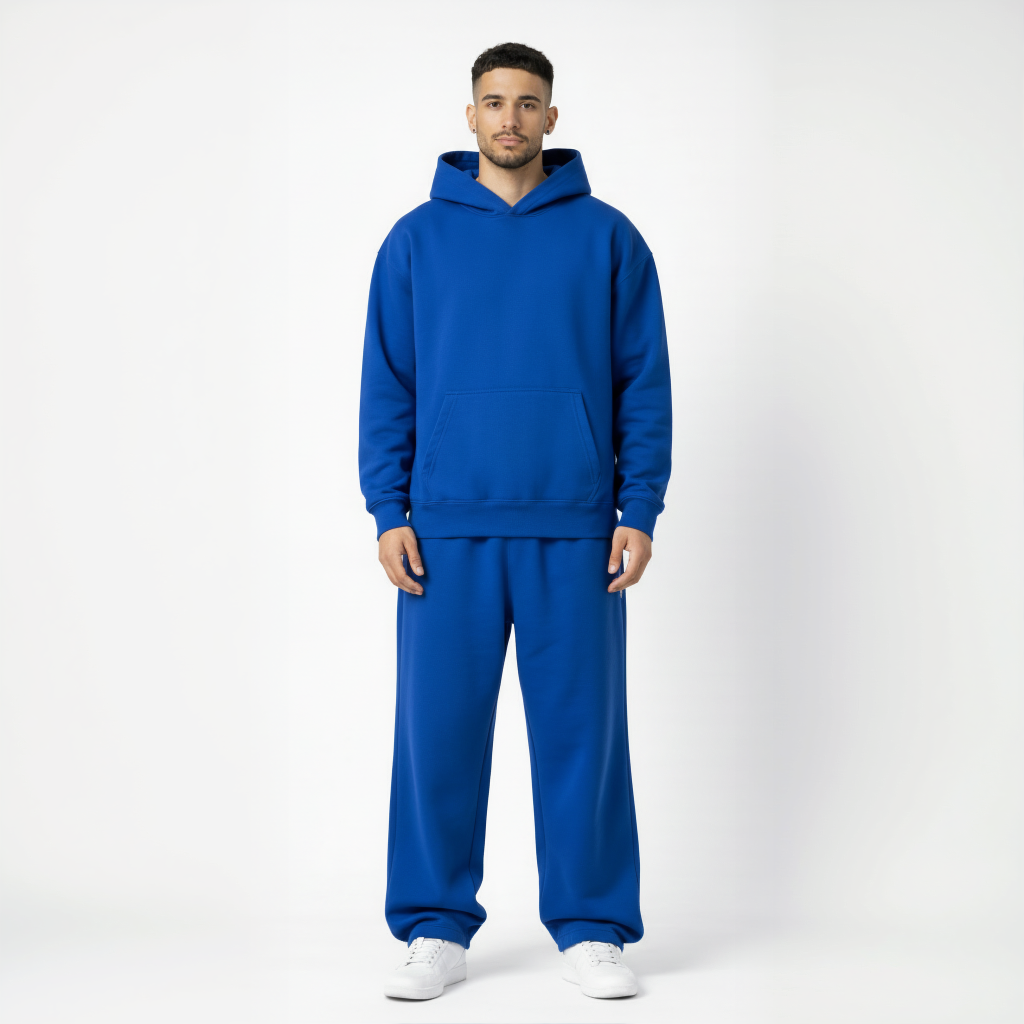 Drop Shoulder Hoodie-Royal Blue-zoom-6