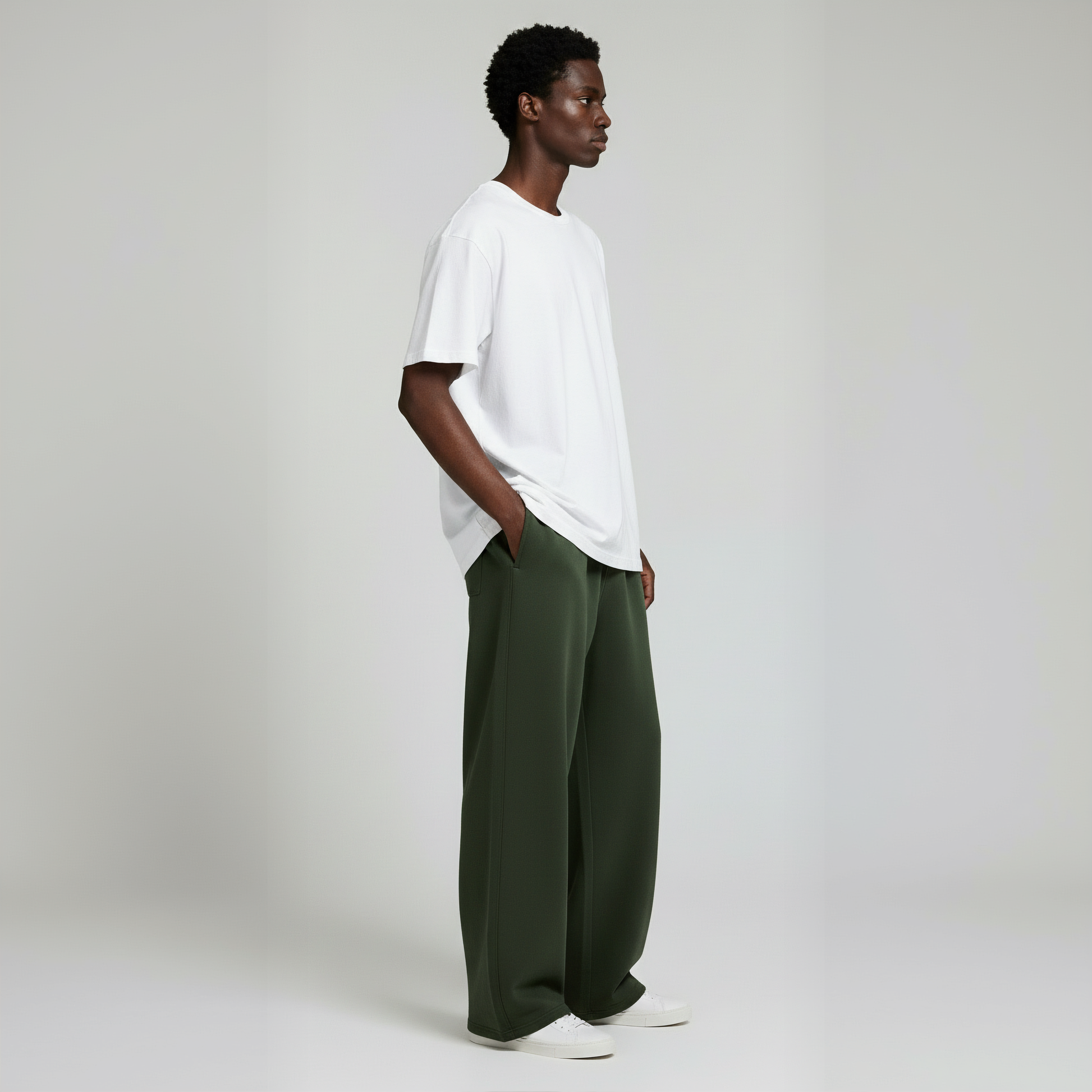 Pack of Baggy Trouser- Olive-4